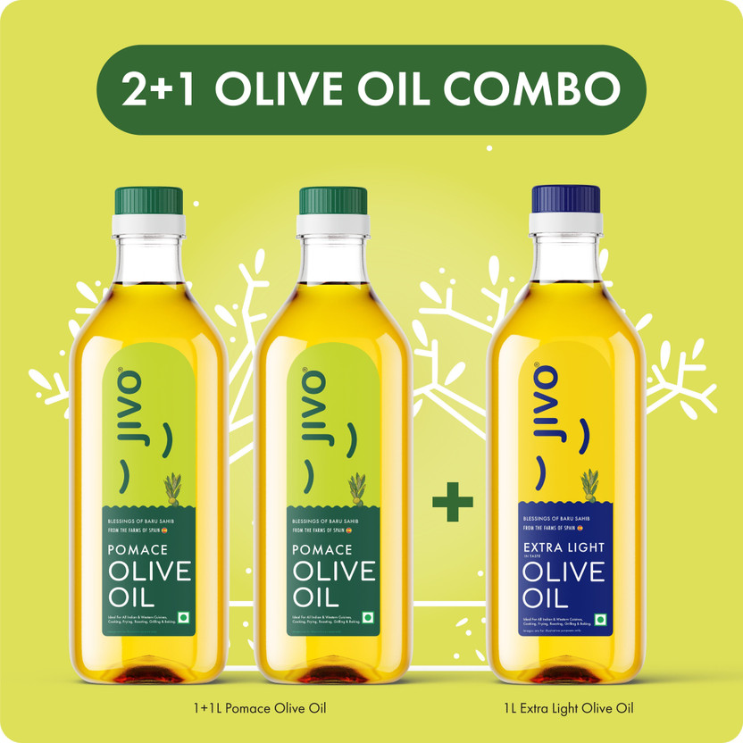 JIVO Extra Light 1L+Pomace 1L+Pomace 1L (pack of 3) 3L Olive Oil ...more