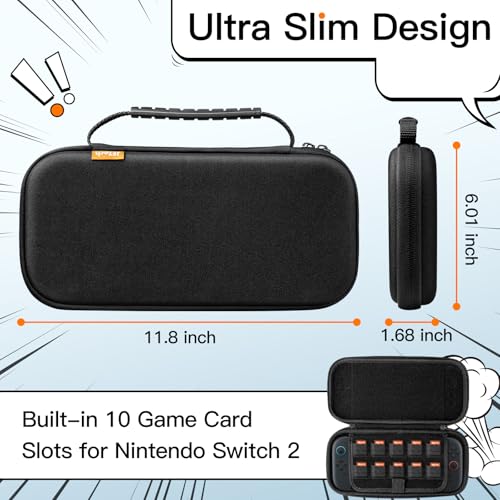 JETech Slim Carrying Case for Nintendo Switch 2, Black - Image 2