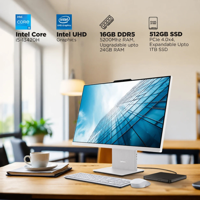 Lenovo IdeaCentre AIO Core i5 (16 GB DDR5/512 GB SSD/Windows 11 H - Image 4