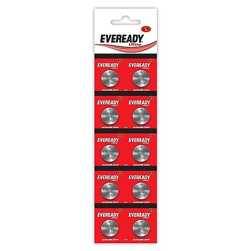 Eveready Ultima Alkaline Coin Battery 1.5V, LR44, Pack of 10