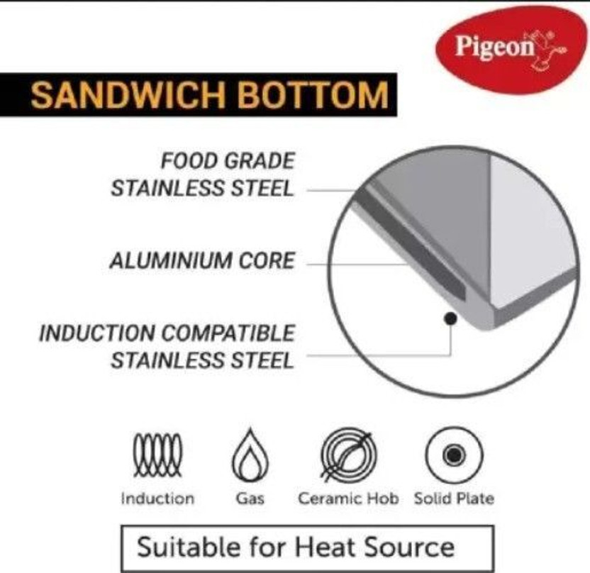Pigeon Inox Stainless Steel Pressure Cooker 3L Induction Bottom 3 - Image 5