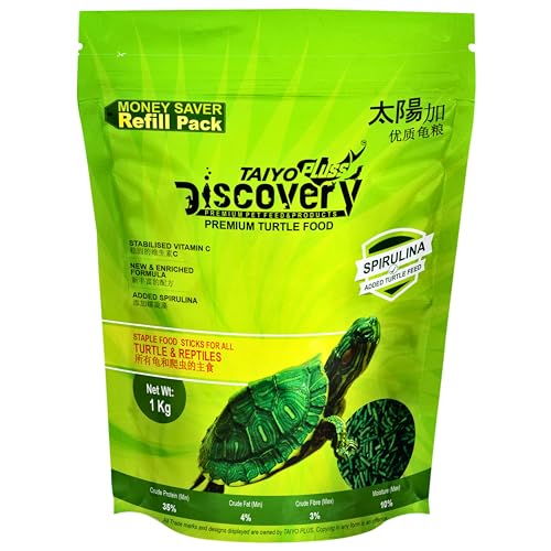 Taiyo Pluss Discovery Premium Turtle Food - 1 kg Refill Pouch Pack | Daily Nutrition Sticks with Spirulina and Stabilised Vitamin C | Suitable for Turtles of All Life Stages