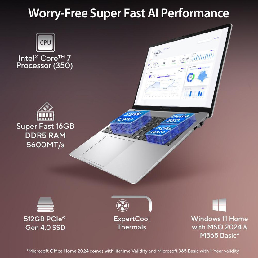 ASUS ExpertBook P3 AI PC IR Cam with 1 Yr ADP Intel Core 7 350 - - Image 3