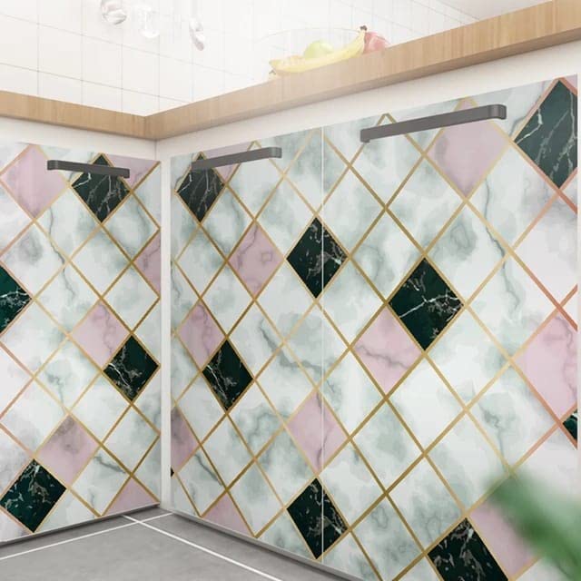 KASHIVAL Pink & Black Kite Marble Kitchen Stickers, 60 * 200cm - Image 6