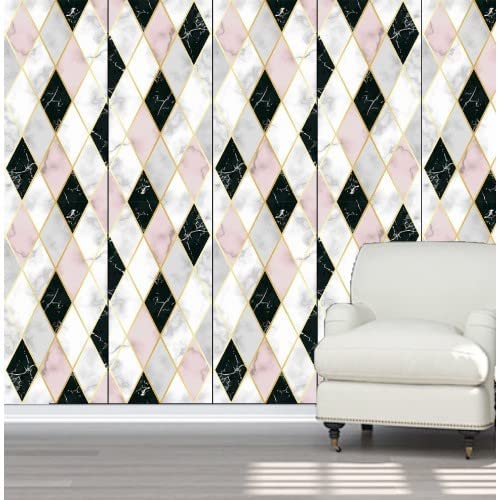 KASHIVAL Pink & Black Kite Marble Kitchen Stickers, 60 * 200cm - Image 7