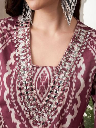 ishin Women Fushia Cotton Blend 3Pcs Kurta Set - Image 2