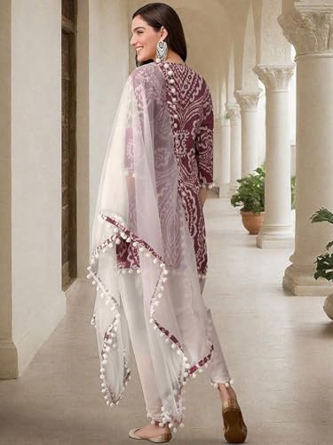 ishin Women Fushia Cotton Blend 3Pcs Kurta Set - Image 4