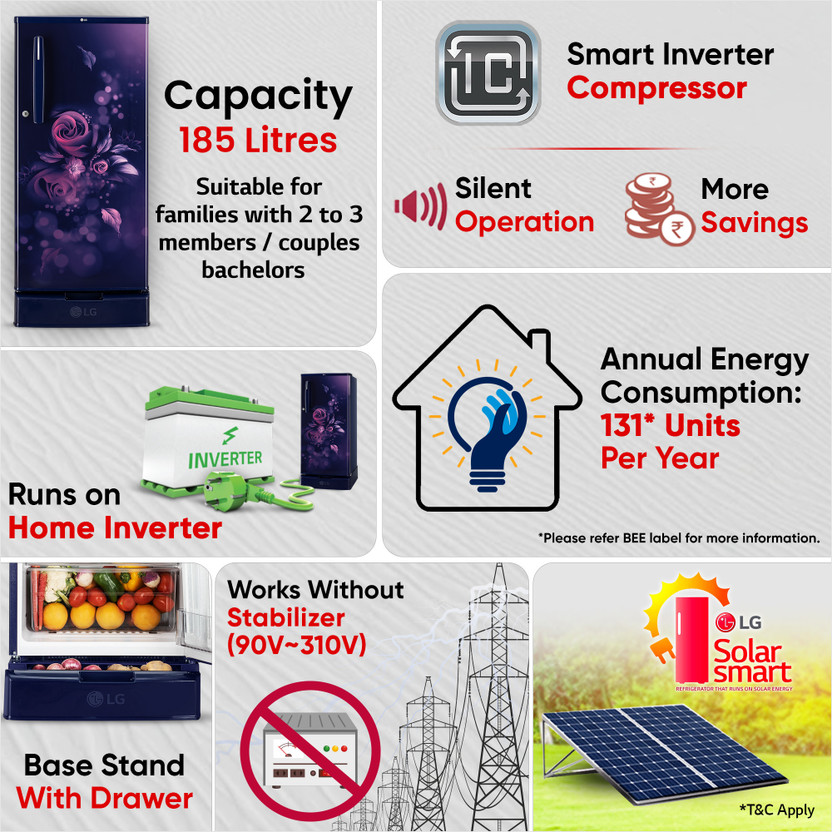 LG 185 L Direct Cool Single Door 4 Star Refrigerator with Base Dr - Image 3