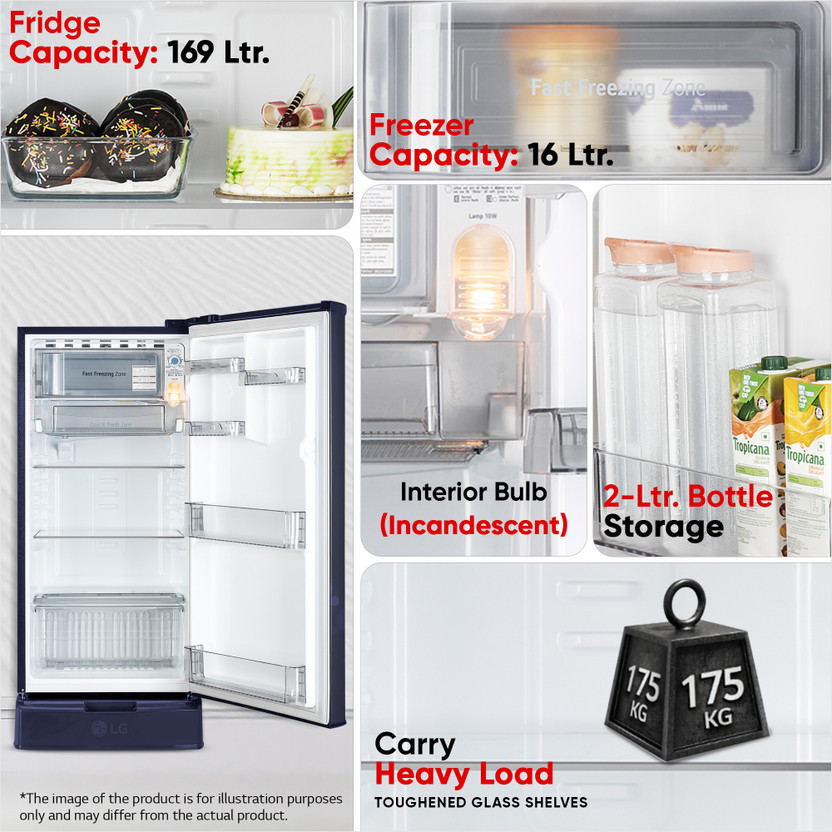 LG 185 L Direct Cool Single Door 4 Star Refrigerator with Base Dr - Image 4