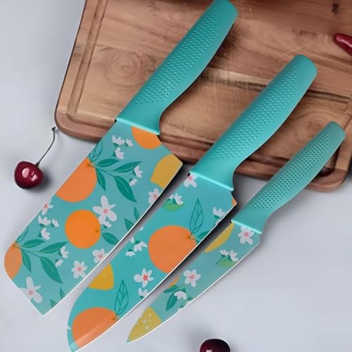 Professional Kitchen Knife Set, 3-Piece, Blue