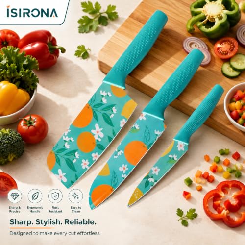 Professional Kitchen Knife Set, 3-Piece, Blue - Image 4