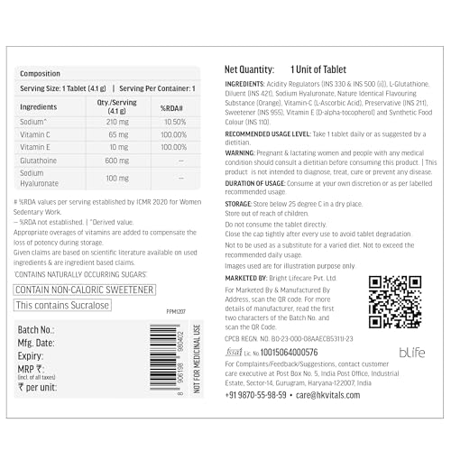 hk vitals Glutathione, Orange, 1 Effervescent Tablet (Sample Pack) - Image 2