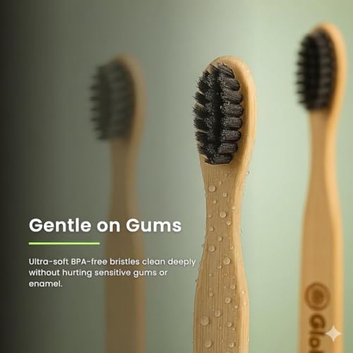 TRESSENCE Organic Bamboo Toothbrush, Soft Bristles, Pack of 4 - Image 5