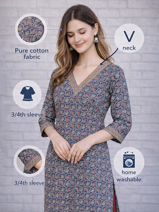 Cotton Floral Prited Kurti For Women - Image 6