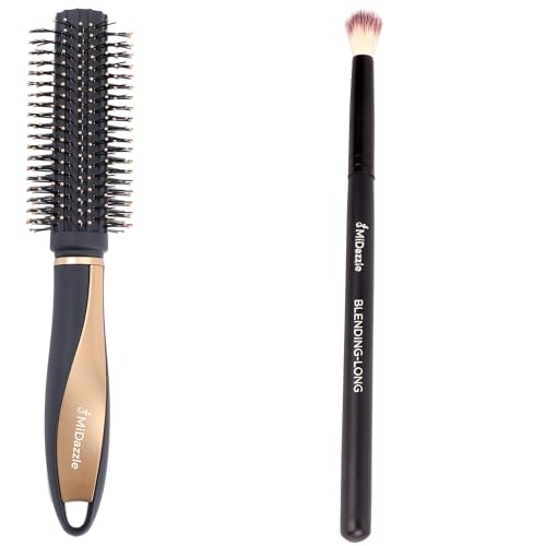 Midazzle Premium Round Hair Brush and Blending Makeup Brush Set, 2 Pieces, 100g