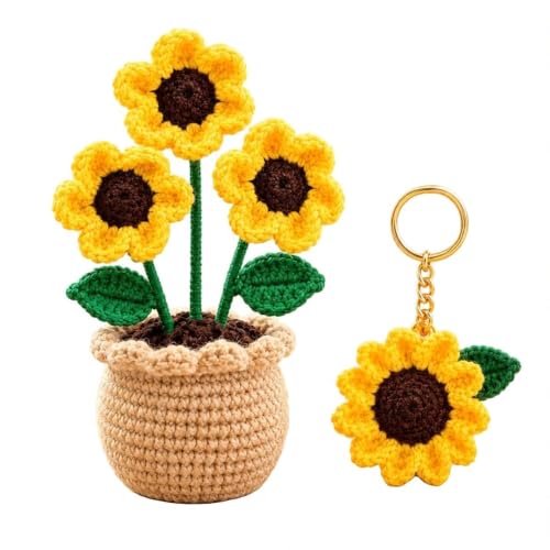 Handmade Crochet Sunflower Keychain