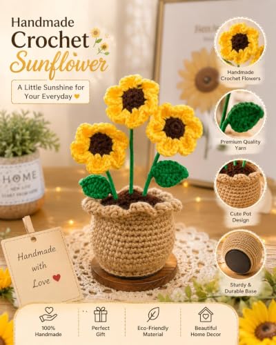 Handmade Crochet Sunflower Keychain