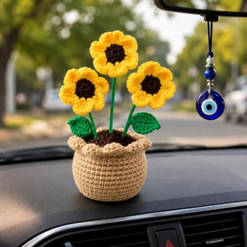 Handmade Crochet Sunflower Keychain