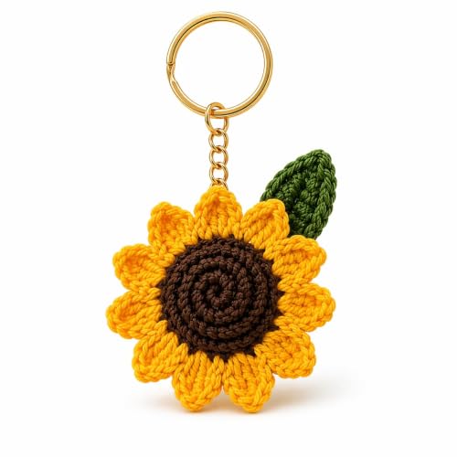 Handmade Crochet Sunflower Keychain