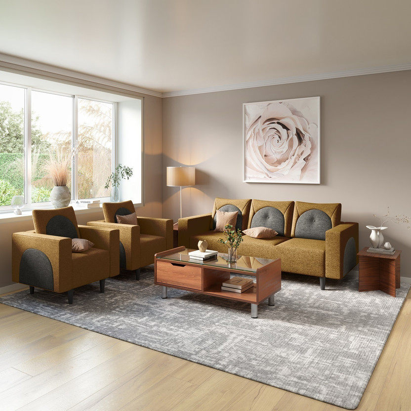 Interio by Godrej Cresco Premium Quality Fabric 3 + 1 + 1 Sofa Se...more