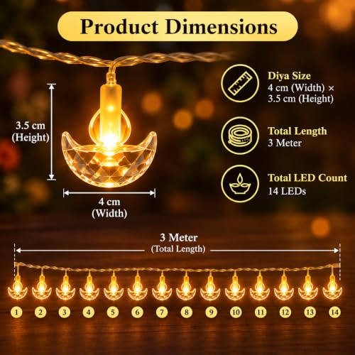 One94Store Crystal Diya LED String
