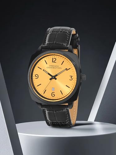 French Connection Solistice Mustard Dial Mens Analogue Watch FCN084BBL - Image 2