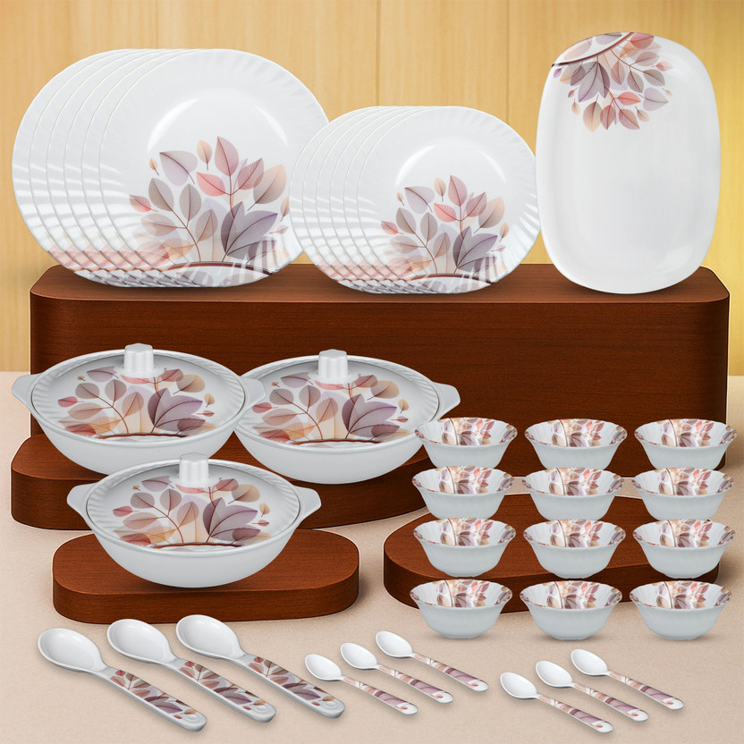 Sigri-wala Pack of 40 Melamin Dinner set Dinner Set (Beige, White...more