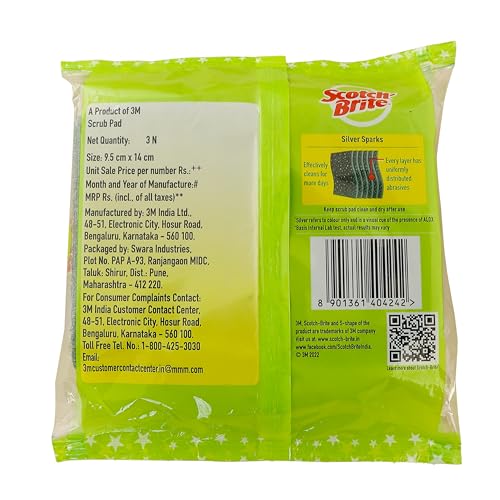 Scotch-Brite Silver Sparks Scrub Pad (Green, 3-Pieces) - Image 2