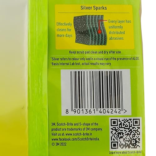 Scotch-Brite Silver Sparks Scrub Pad (Green, 3-Pieces) - Image 3
