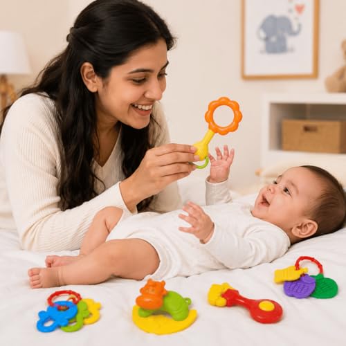 TOYTALES Tinny Tot Baby Rattles Set for Newborn Babies, 5 Pcs - Image 3