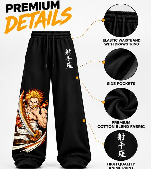 Flame Design Printed Black Joggers for Everyday Fashion - Image 2
