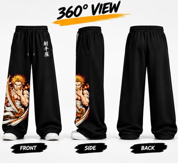 Flame Design Printed Black Joggers for Everyday Fashion - Image 3