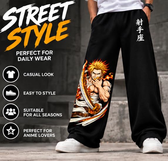 Flame Design Printed Black Joggers for Everyday Fashion - Image 6