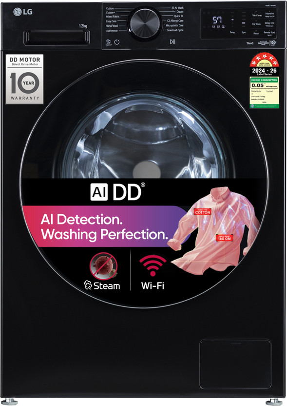LG 12 kg 5 Star, AI Direct Drive - Intelligent & Convenient Fabri...more