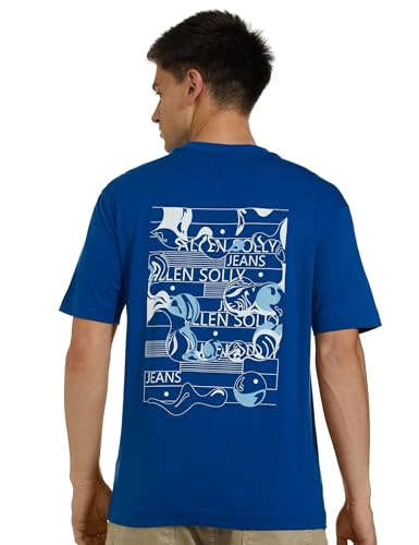 Allen Solly Men's Cotton T-Shirt | Drop Shoulder | Back Print | Regular Fit | Casual Streetwear Style