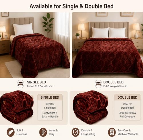 BENAVJI Mink Floral Embossed Super