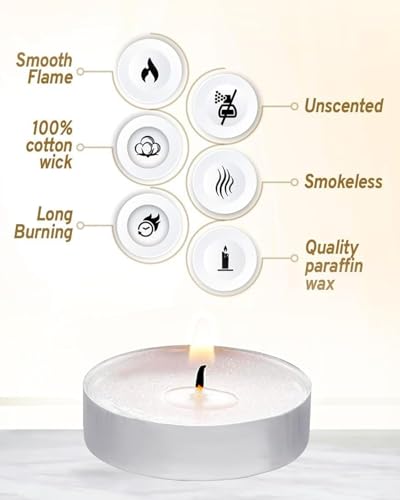 XAUGE Wax Tealight Candles White Unscented,| Classic Round Design (10) - Image 2