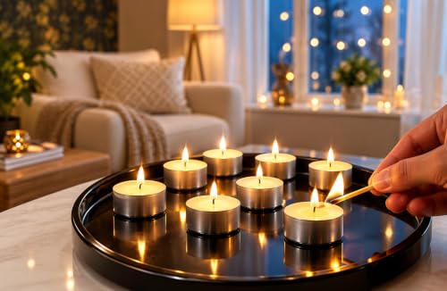 XAUGE Wax Tealight Candles White Unscented,| Classic Round Design (10) - Image 4