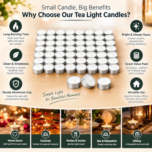 XAUGE Wax Tealight Candles White Unscented,| Classic Round Design (10) - Image 5