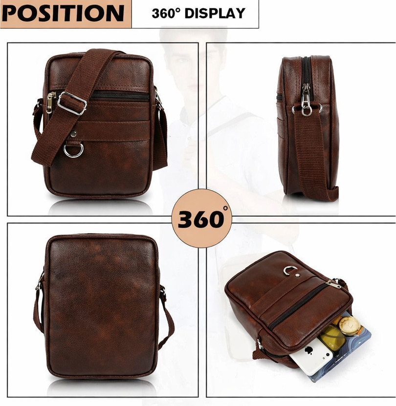 SRACO Brown Men Sling Bag