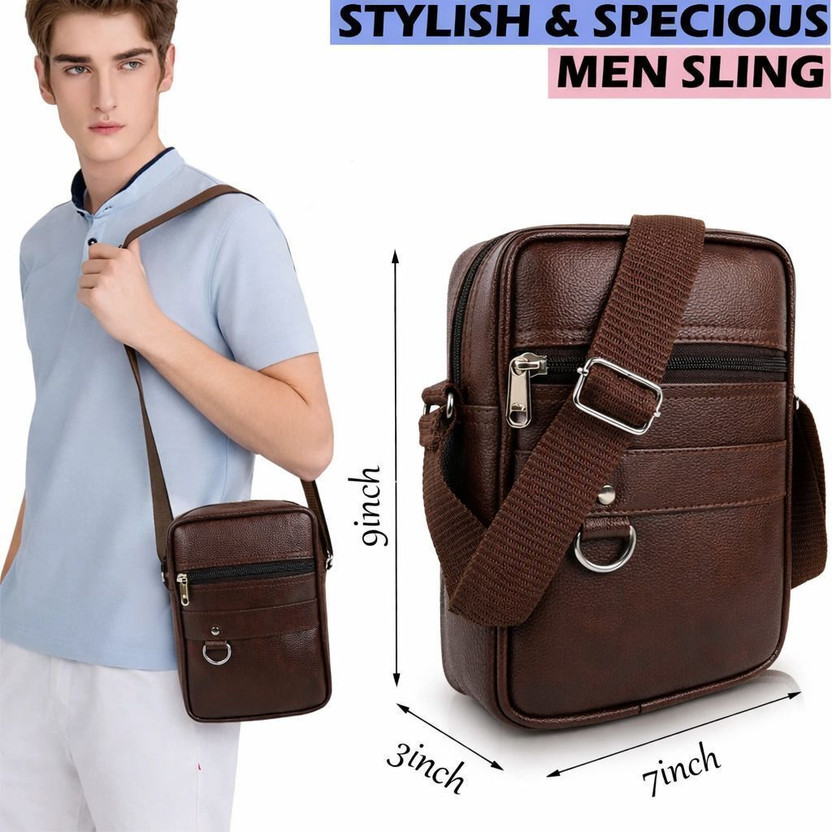 SRACO Brown Men Sling Bag