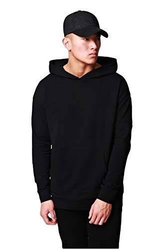 Veirdo Men's Regular Fit Hooded Cotton Jacket - Black