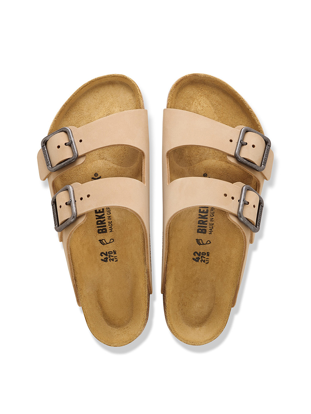 Birkenstock Arizona Unisex Regular Width Beige Leather Sandal - Image 4