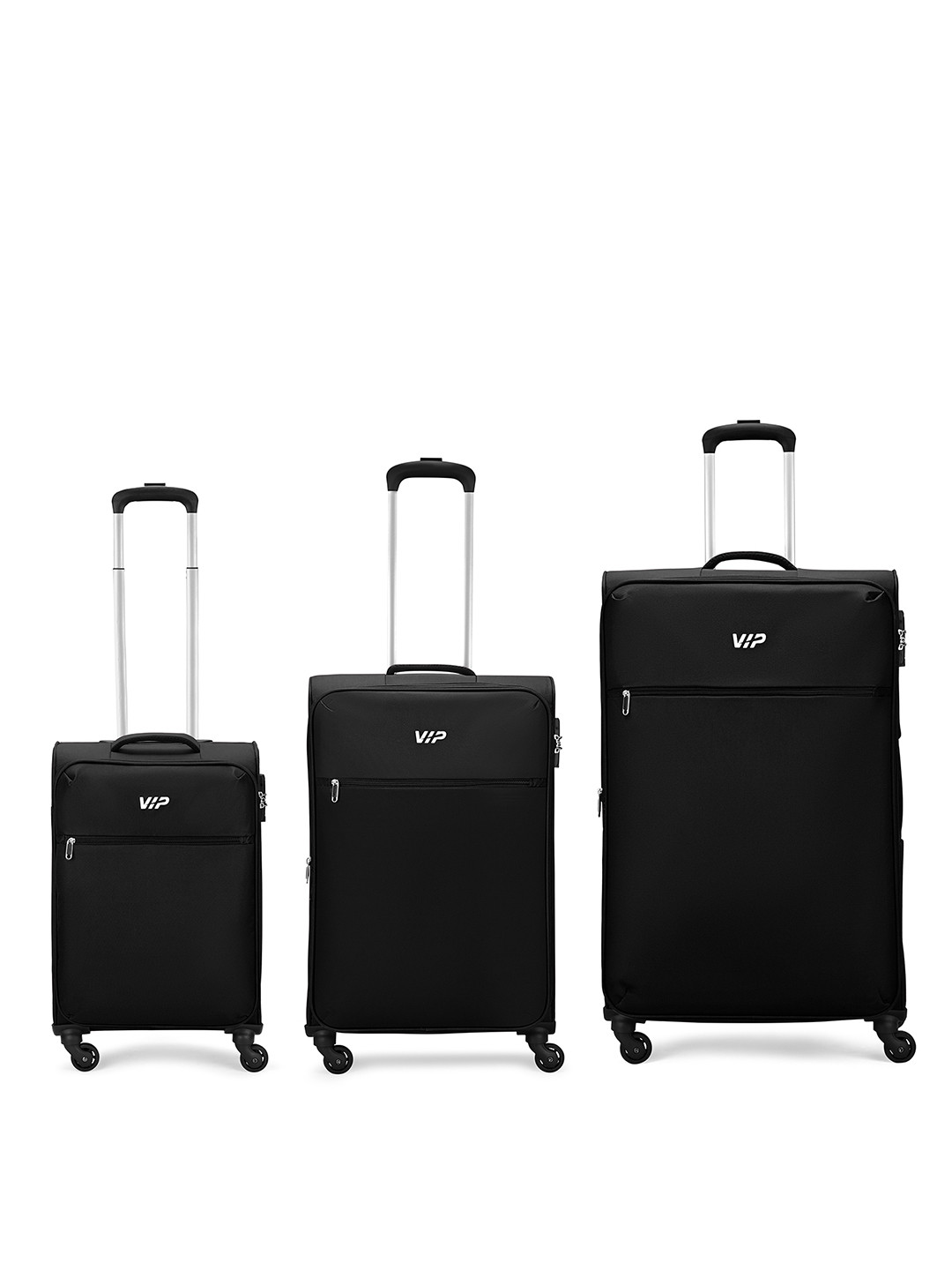VIP Set of 3 Solid 360-Degree Rotation 4 Wheel Large Trolley Bag- 126.7L