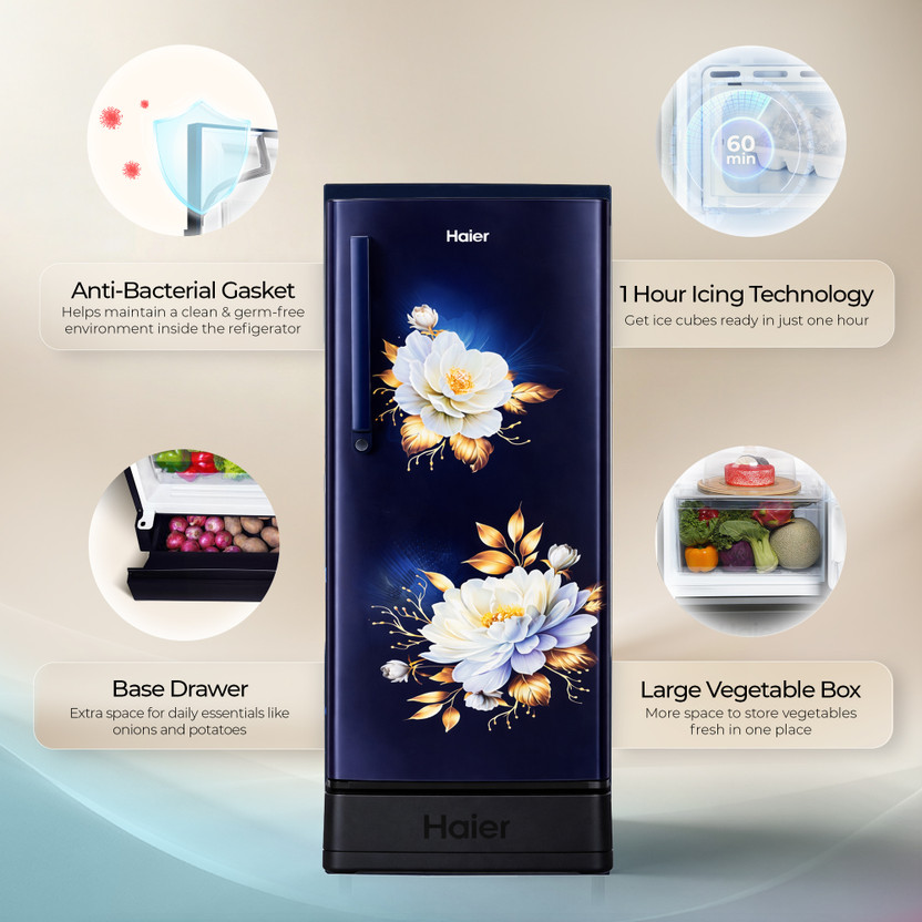 Haier 190 L Direct Cool Single Door 4 Star Refrigerator with Base - Image 2