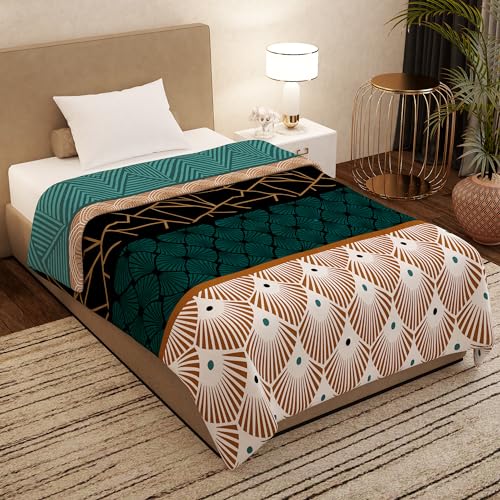 Story@Home Premium Plush Summer Double Bed Dohar/AC Blanket - Teal & Black