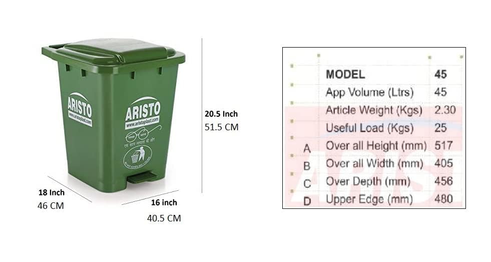 ARISTO Plastic Pedal Garbage Waste Dustbin 45 LTR RED - Image 3