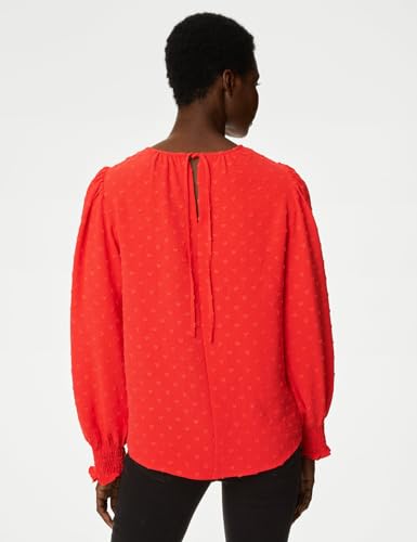 Marks & Spencer Women Textured Crew Neck Blouse - Image 3