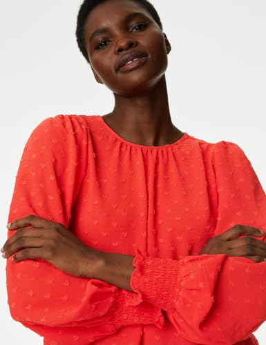 Marks & Spencer Women Textured Crew Neck Blouse - Image 4