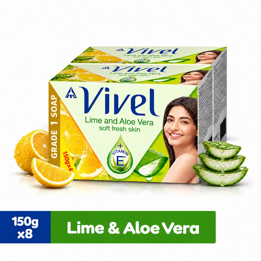 Vivel Lime & Aloe Vera Soap, BIS Grade 1 Bath Soap, 76% TFM, Soft...more